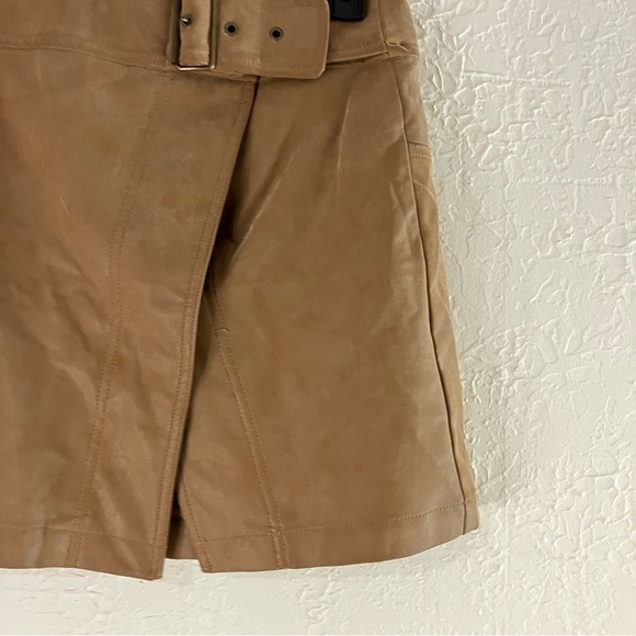 Free People Ari Camel Vegan Suede Buckled Wrap Mini Skirt - Picture 8 of 16